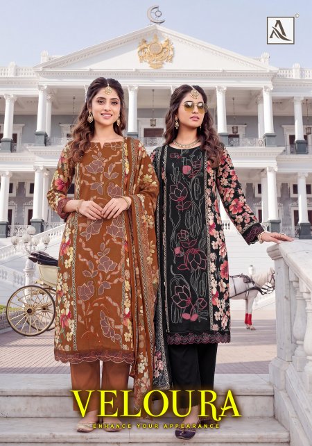 Veloura By Alok Viscose Maslin Printed Dress Material 